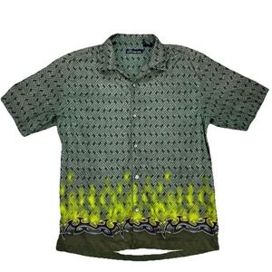 Vtg Y2K No Boundaries Flames Jnco Style Grunge Skater Button Up Size Large‎